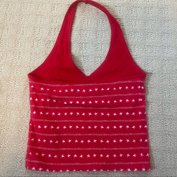 Holister Red Halter Top w White Star Pattern - Picture 3 of 6